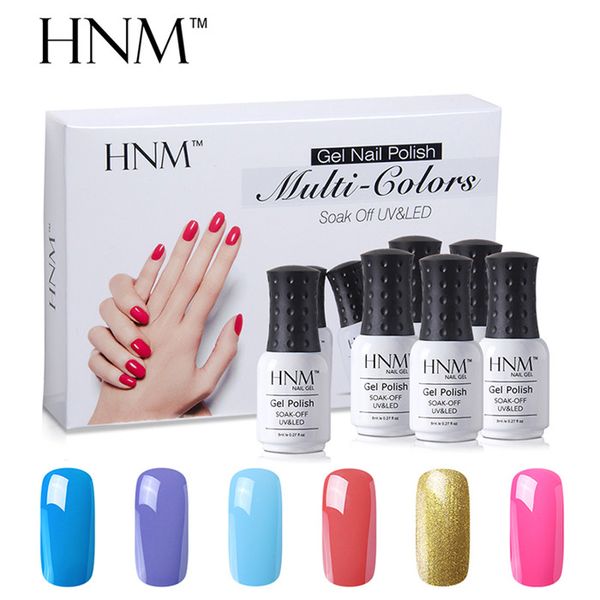 

hnm 6pcs/lot nail polish set pure color gel nail polish soak off semi permanent art design gel varnish kit uv led glue, Red;pink
