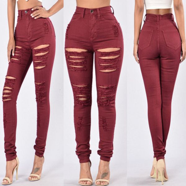 

2018 new spring autumn long pants high waist colorful strench pants zipper pencil, Blue