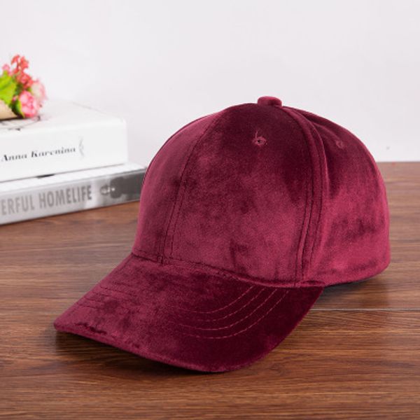 

2018 autumn and winter korean fashion baseball cap solid color simple gold velvet soft hip hop hat couple models hat tide, Blue;gray