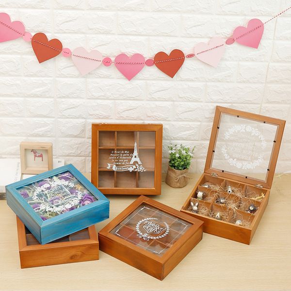 

retro wooden box jewelry case potted plants box deskorganizer cosmetics storage nail polish display stand rack