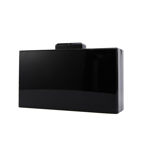 

2017 acrylic luxury handbags women bags designer solid black color with mirror inside acrylic box clutch bags lady