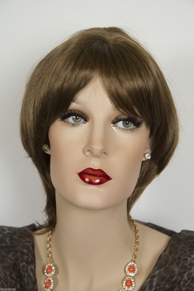 

light gold reddish brown brunette short straight hair wigs, Black;brown