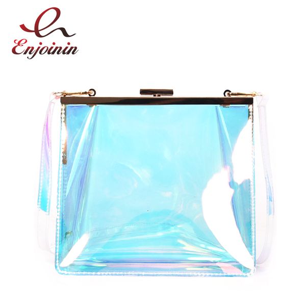 

transparent laser fashion pvc casual women's shoulder bag tote bag flap female crossbody mini messenger bolsa purse handbag
