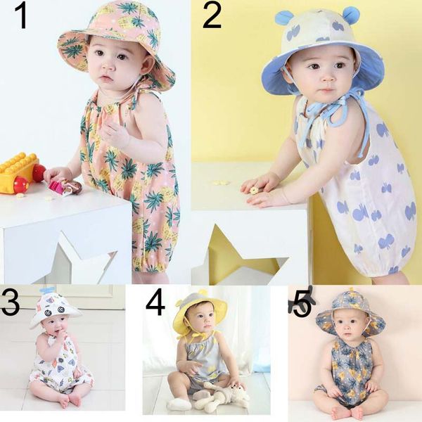 

baby clothing summer baby girl kids climbing romper Sets sleeveless Pineapple print romper + headband girl kid summer rompers 0-2T