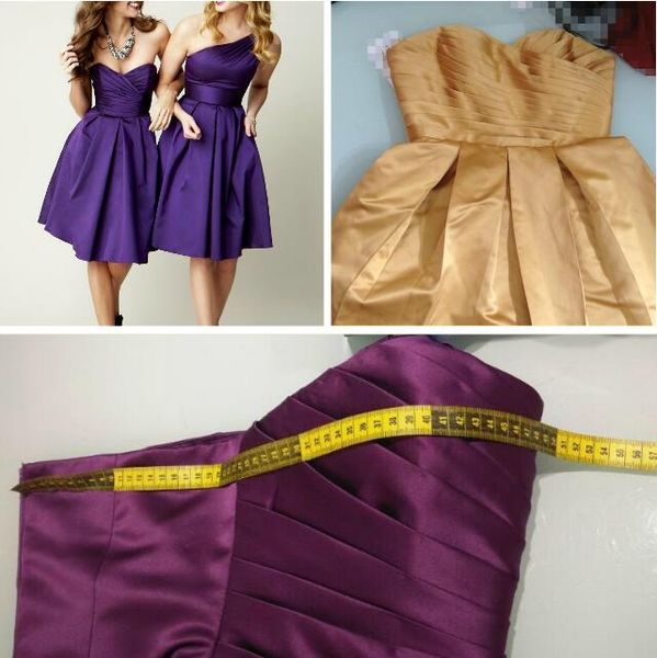 Barato Roxo escuro simples roxo um ombro curta dama de honra vestido cetim corset joelho comprimento um zipper elegante vestidos de festa de casamento vestido