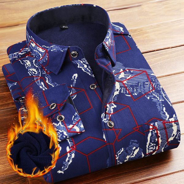 

mens hipster print winter shirt 2018 brand new plus velvet men shirt slim fit long sleeve casual dress shirts camisas hombre 4xl, White;black