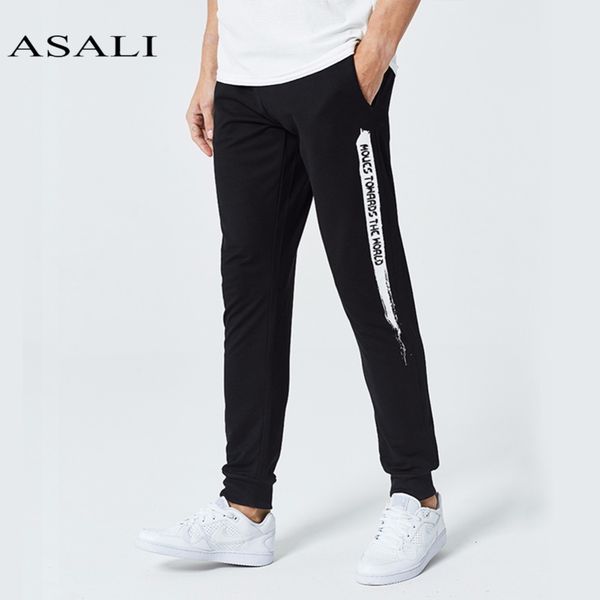 

asali 2018 new men jogger pants leggings fitness sweatpants workout spring summer sporting fitness male breathable long pants, Black