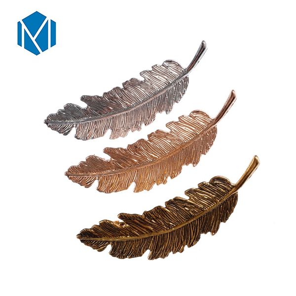 M Mism 2018 Top Sale Hair Clips For Women Metal Feather Leaf