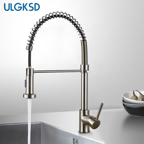 

wholesale kitchen faucet pull down sprayer nozzle and cold water mixer tap single handle brass para kitchen sink