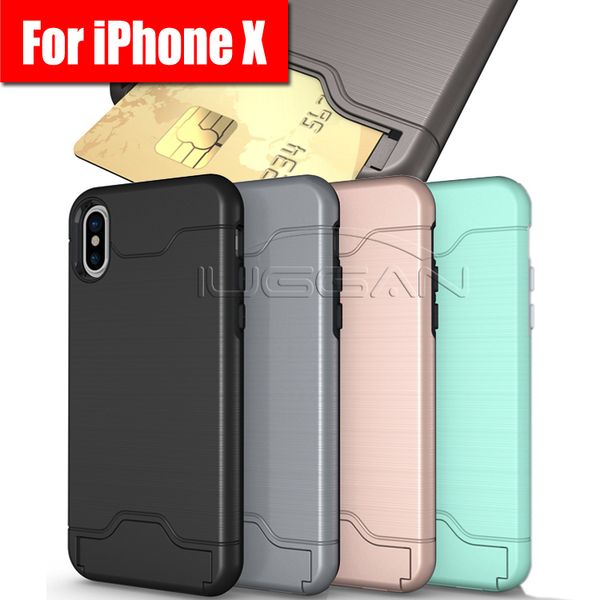 

Случай слота для карты для 2018 года новый Iphone XR XS MAX 8PLUS X Samsung s9 plus Броня чехол задняя крышка с твердой крышкой с подставкой для iphone 6 плюс