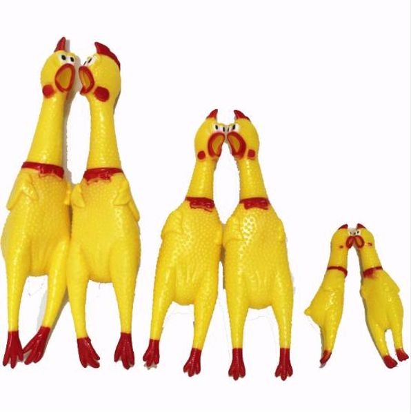 OnnPnnQ Niedliches Cartoon-Gummi-schreiendes Huhn, groß/Welpe, interaktives Kauspielzeug für Hunde, Zähneputzen, kleines Haustier-Quietschspielzeug