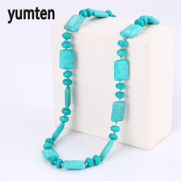 

yumten turquoise necklace women's delicate clavicle chain european style collocation accessory vitality gemstone collier femme, Silver