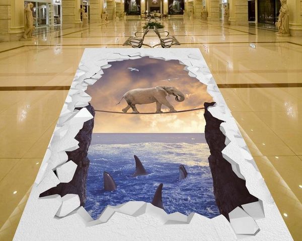 

напольные обои для гостиной elephant take the sea cliff напольные 3d трехмерная покраска виниловых напольных клеев