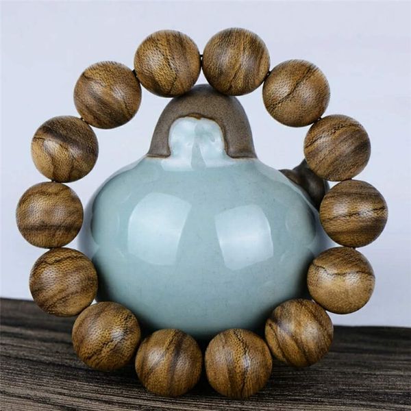 

natural fragrant agilawood aloeswood wood big round bead powerful woman men bracelets 16mm, Golden;silver