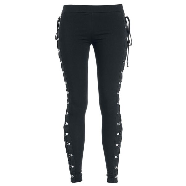 Leggings lasperal 2017 leggings sexy Donne elastico laterale in croce Lace su leggings Ladies Black Streetwear Street Gothic Jegging Pants a matita