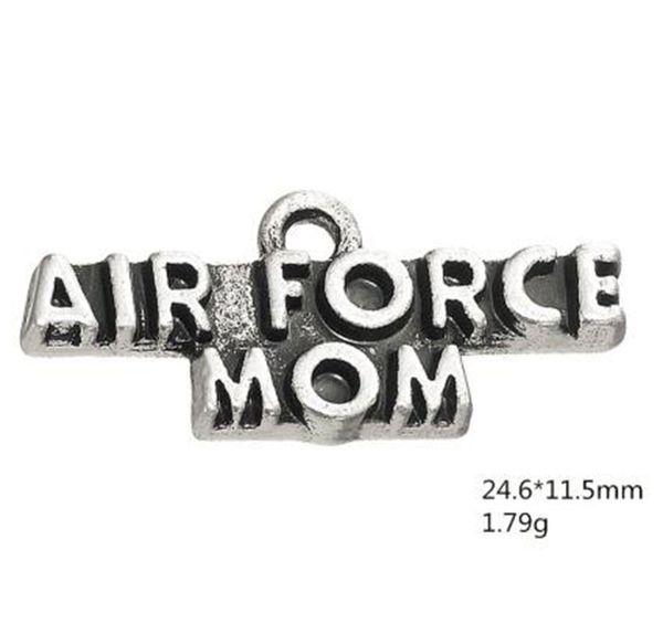 

2021 hand-made word air force mom charm accessories charm jewelry, Bronze;silver