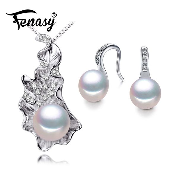 

fenasy pearl jewelry wedding engagement jewelry sets natural pearl pendant necklace women/stud earrings,big size party earrings, Black