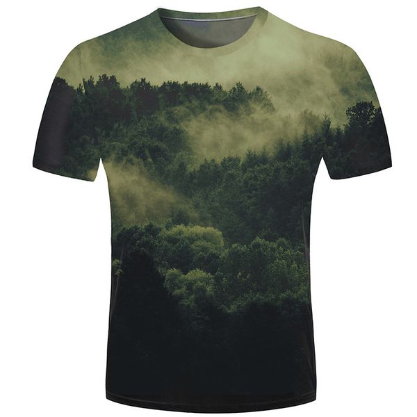 

новые моды горный лес футболка смешно 3d печати женщины / мужчины с коротким рукавом лето мужская футболка повседневная топы k61, White;black