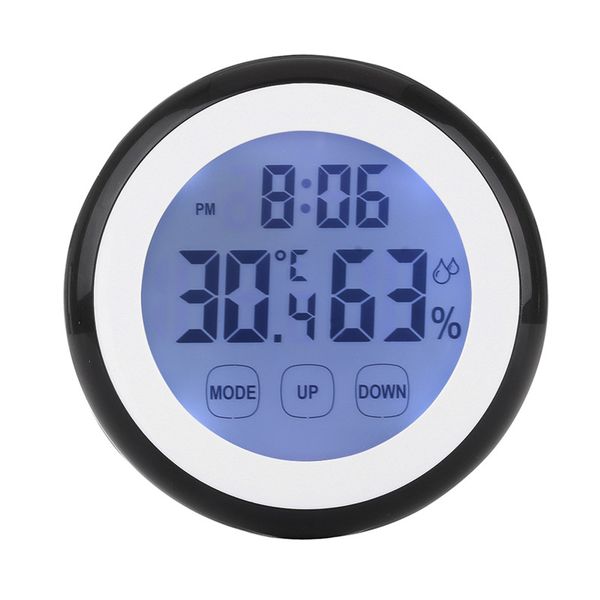 

plastic digital lcd electronic humidity temperature time function wall clock hygrometer with black light clocks