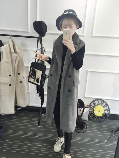 

winter women real fur vest hooded patchwork fur coat warm natural coats high-grade lamb vest long women's jacket, Black;white