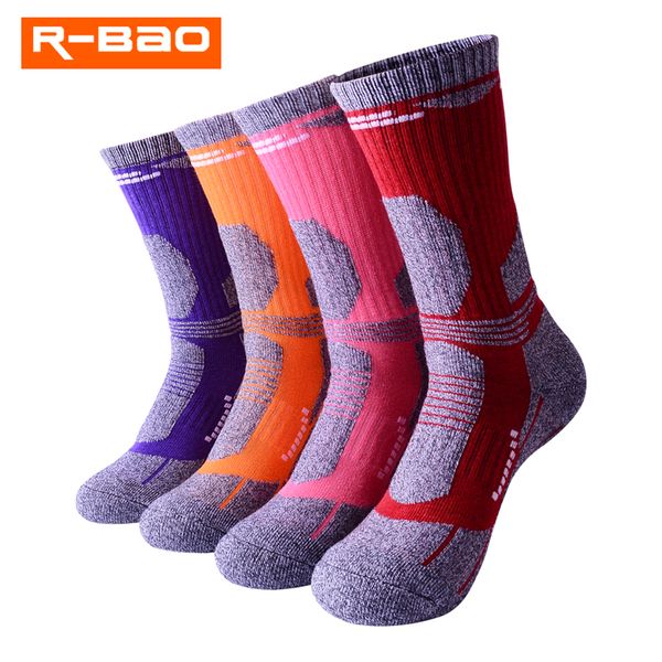 

3 pairs/lot r-bao 2018 new thicken outdoor skiing socks men women breathable thermal terry hiking socks mountaineer sports, Black