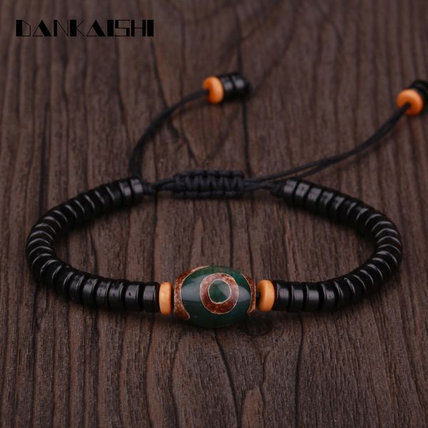 

dankaishi tibetan buddha bracelet men vajra charm natural coconut woven amulet buddhism braided bead bracelet religious dksfz087, Black