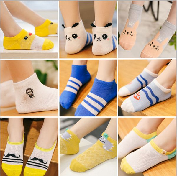 

5 pairs/lot ins ankle socks summer fox cartoon design cute invisible socks boys girls stockings hosiery short socks striped boat sock, Pink;yellow