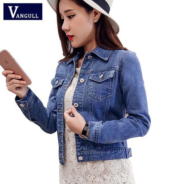 

denim jacket women short overcoat ladies coat turn down collar long sleeves single breasted jeans for women high quality, Black;brown