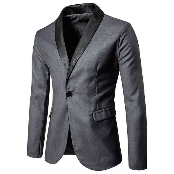 

2017 new mens black lapel gray casual blazer dj party fashion stage singer wedding grooms slim fit suit jacket costume homme z30, White;black