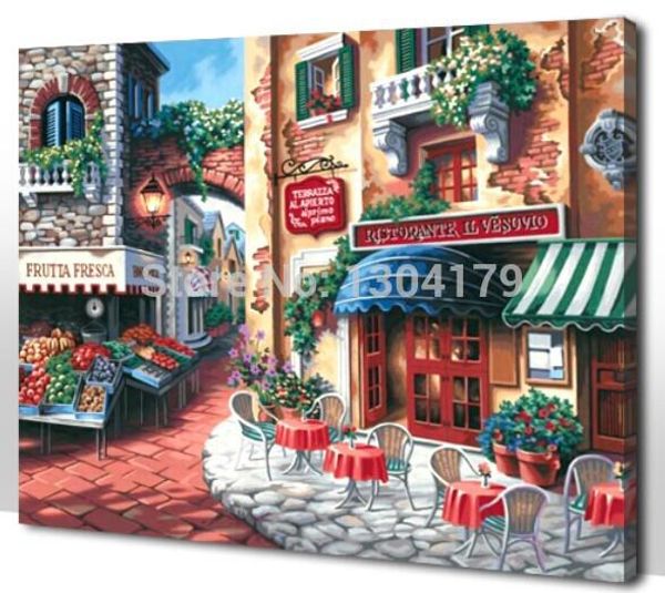 

frameless picture on wall acrylic painting by numbers abstract drawing by numbers unique gift coloring morning town