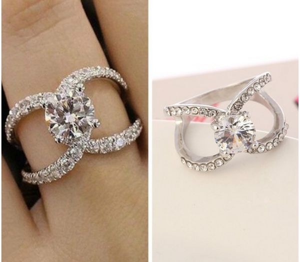 

creative cz stone rings girls european style silver tone rhinestone decorated birthday gifts charm engagement rings