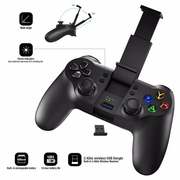 Freeshipping Gamepad için Bluetooth Kablosuz Oyun Kontrolörü Gamepad Android / Windows / VR / TV Kutusu Büyük Kapasiteli Güç Joystick