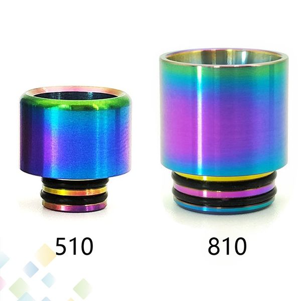 

Rainbow 510 810 Drip Tips Stainless Steel Drip Tip Wide Bore Mouthpiece 810 TFV8 TFV12 Prince 510 Atomizers Ecig DHL Free