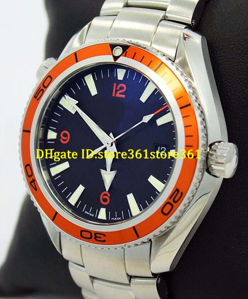 

store361 new arrive watches luxury mens watch mens sapphire co-axial 42mm automatic planet ocean steel orange mens watch men's watches, Slivery;brown