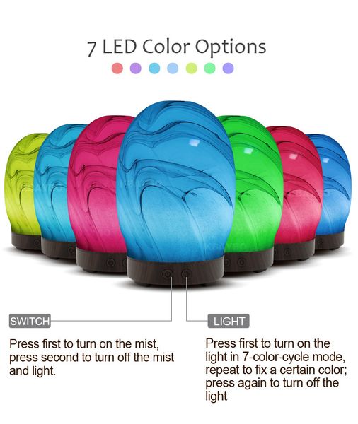 

100ml ultrasonic air aroma humidifier with 7 color lights electric aromatherapy mist maker essential oil aroma diffuser for home