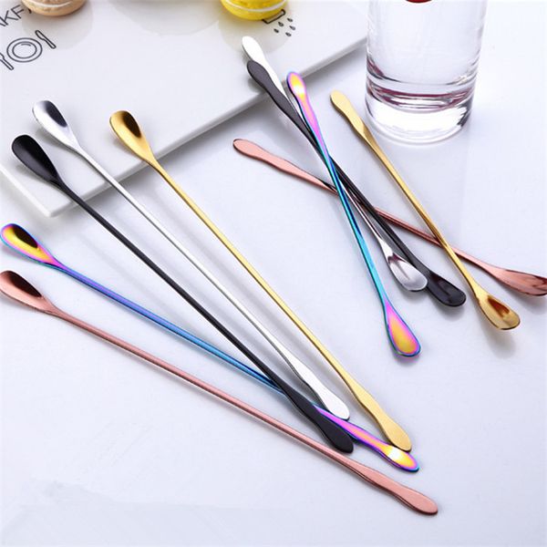 

5 styles 24cm long handle ice spoon multipurpose coffee teaspoons stirring spoon stainless steel ice cream spoon 100pcs t1i848