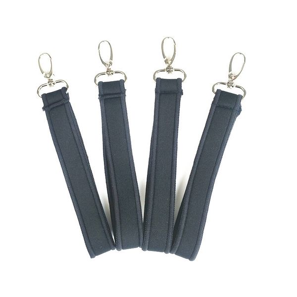 Neopren-Schlüsselanhänger, Handschlaufe, Schlüsselanhänger mit Metallklammern, Schlüsselhalter, 20 cm, schwarze Neoprenschlaufe, Schlüssel-Organizer, Handgelenkschlaufe