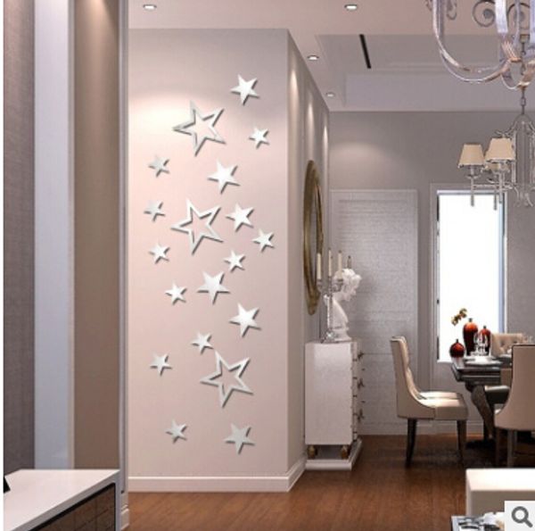 

acrylic mirror surface star wall sticker five-pointed star bedroom living room ceiling stickers creative wall decal