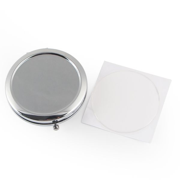 Пустой металл диаметром 58 мм /2.75 дюйма карманное зеркало поставляется с эпоксидной стикером смолы серебряного мирора # 18413-1