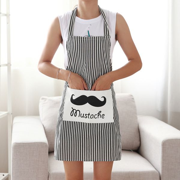 

cotton blend kitchen aprons creative stripe printed women men apron with pocket restaurant home bib spun poly chef cooking apron