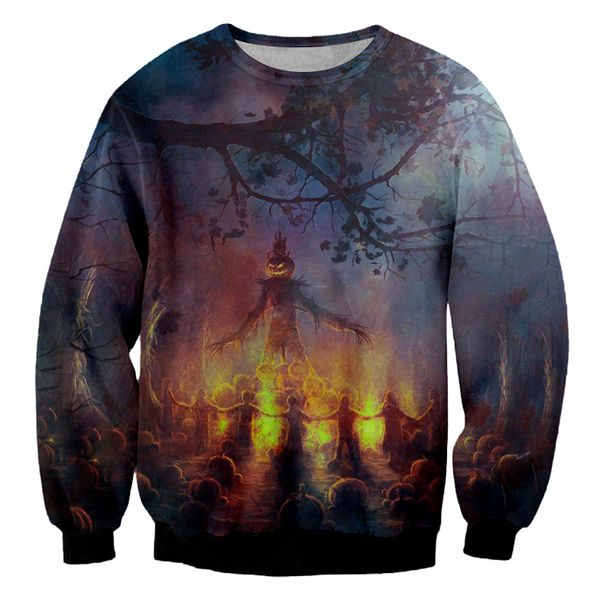 

new arrival punk rock halloween fashion men/women funny 3d printed sweatshirt style fashion casual sweatshirt b315, Black