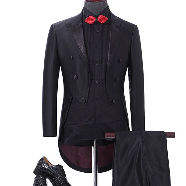 

custom made groomsmen peak lapel groom tuxedos tailcoat/morning style men suits wedding/prom man blazer( jacket+pants+bow tie )m217, Black;gray