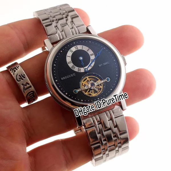 

new classique heritage 4109 steel case black textured roma tourbillon automatic mens watch stainless steel band cool bg07a1, Slivery;brown