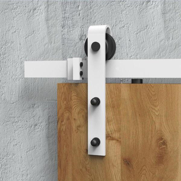 White Coated Rustic Sliding Barn Door Hardware Closet Barn Door