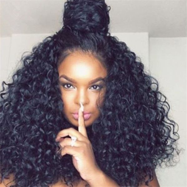 Deep Curly Glueless Lace Front Human Hair Wigs For Women Deep