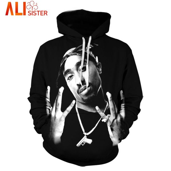 

alisister men's hip hop 3d hoodie sweatshirt character print tupac 2pac long sleeves hoodies pullover black clothing dropship