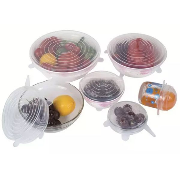 

6pcs/set universal silicone stretch fresh lid cover kitchen picnic food fresh preserve cover for pots pans hh7-1057