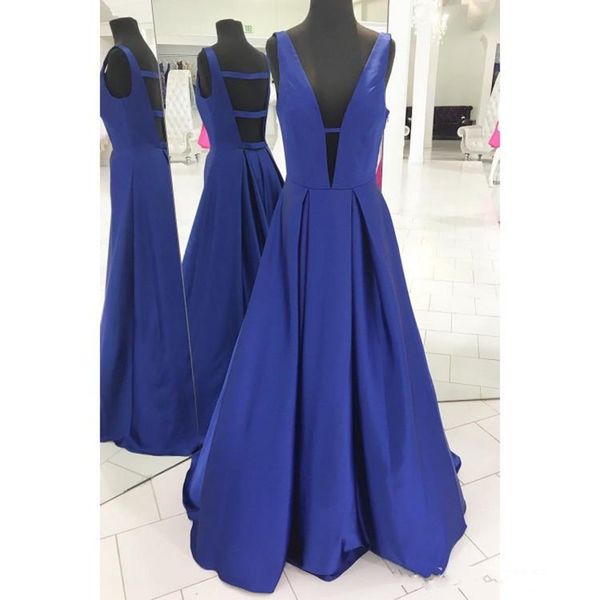 

2019 new sexysimple elegant a line prom dresses with deep v neck satin dresses formal party gowns for women 2018 vestidos de novia, Black