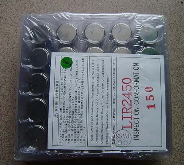 500 Stück LIR2450 wiederaufladbare Knopfzelle 110 mAh 3,6 V Lithium-Ionen-Knopfbatterien für Leiterplatten