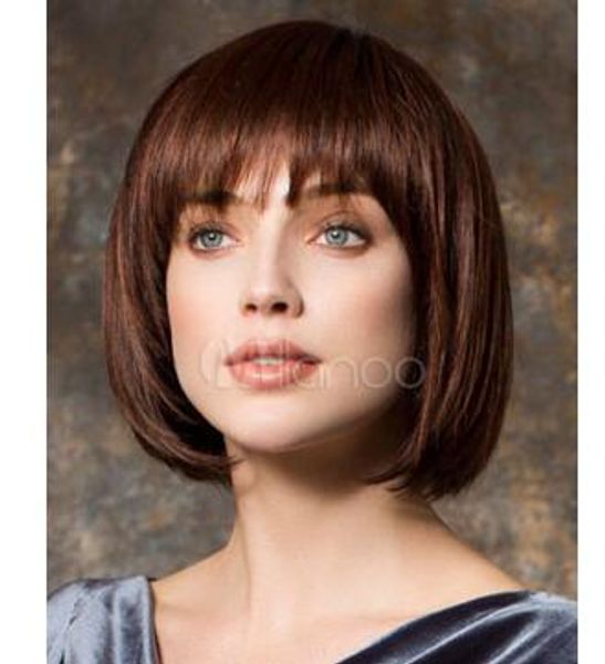 Mahogany Brown Women S Short Straight Bobs Fiber Wig Hair Canada